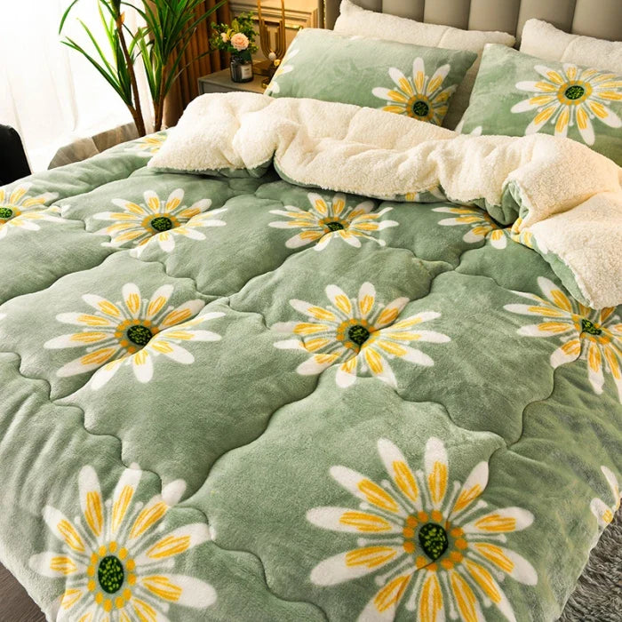 2025 new winter printed milk wool lamb wool blanket, thickened single and double student dormitory bedding core