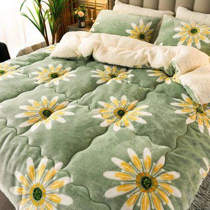 2025 new winter printed milk wool lamb wool blanket, thickened single and double student dormitory bedding core