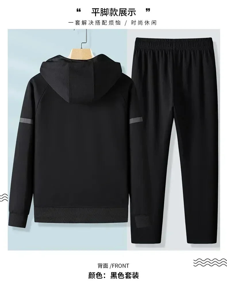 Men Running Sports Tracksuits Hoodies Zipper Outwear Sportwear+Sweatpants Sets Male Workout Sports Outfit Autumn Spring Sets men