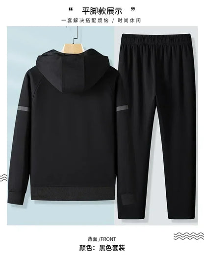 Men Running Sports Tracksuits Hoodies Zipper Outwear Sportwear+Sweatpants Sets Male Workout Sports Outfit Autumn Spring Sets men
