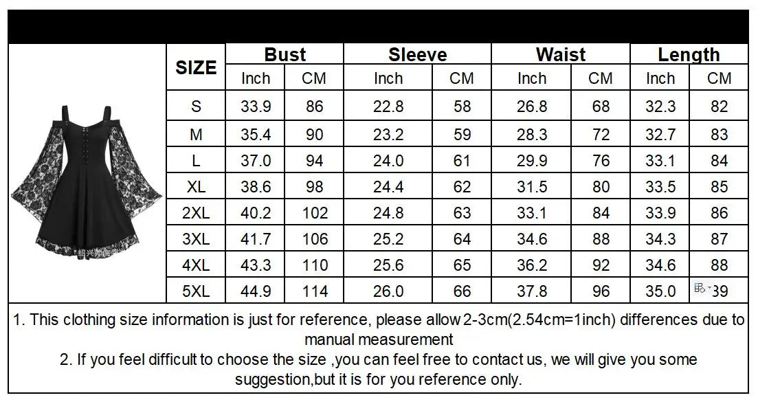 One-shoulder Lace Stitching Flared Sleeve Dress Literary Vintage Autumn Grunge Black A-line Dress Punk Partywear