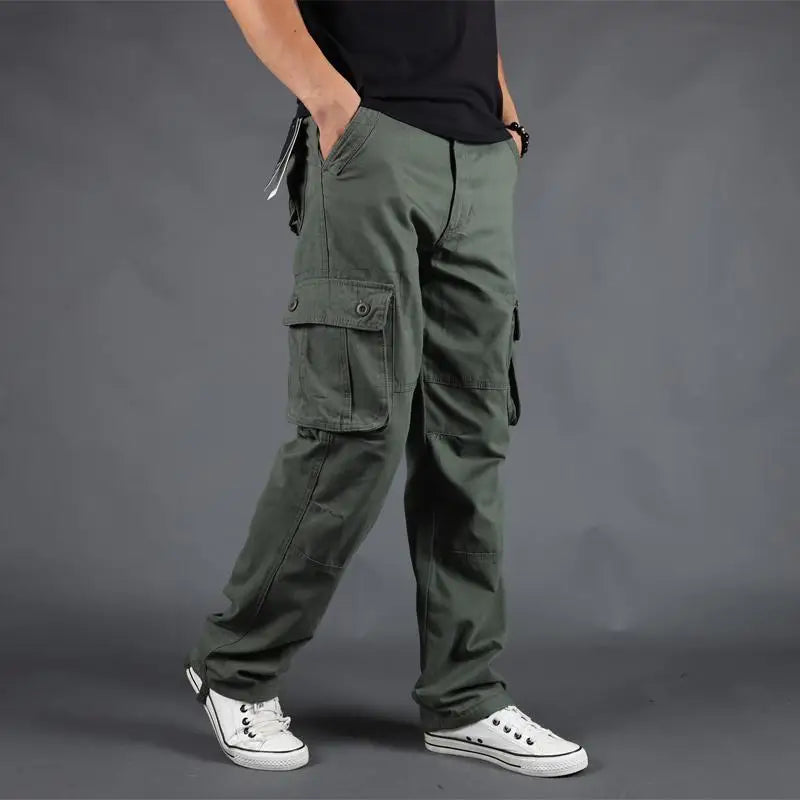Men's Pants Large Size Multi-pocket Loose Overalls Outdoor Sports Training Jogging Casual Pants Loose And Comfortable