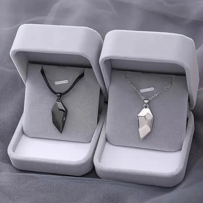 Good Simple Quality Couple Pendant Necklace Electrocardiogram,Magnetic Heart,Pendant Splicing Necklace Valentine's Day Gift