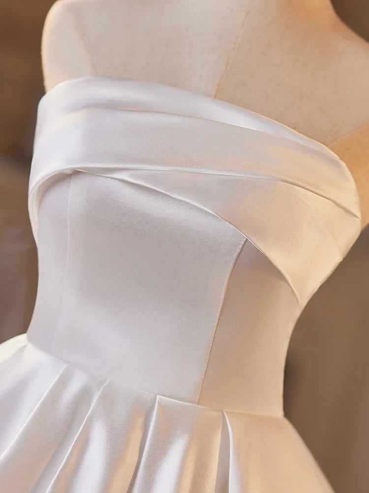 Prom Dress Homecoming Dresses for Teens Lace Formal Dress Birthday Party Annual Meeting White Short Satin Mini Graduation Dress
