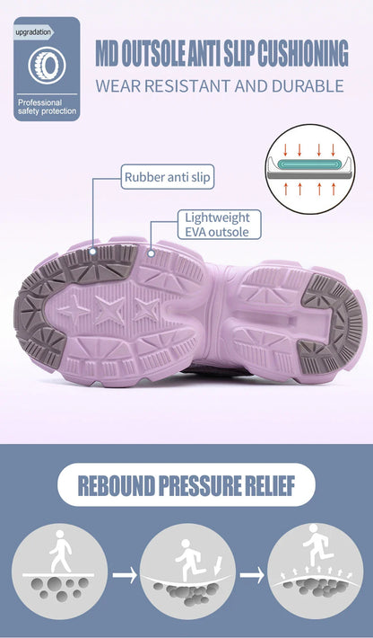Summer button women's steel head safety shoes Smashing breathable upper Workshop factory women's work shoes