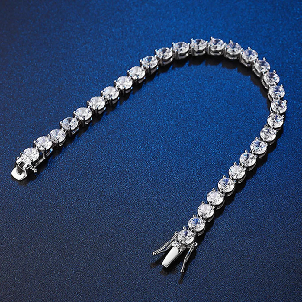 3/4/5MM Full Moissanite Bracelet For Women S925 Sterling Silver D VVS1 Lab Diamond Eternity Bracelet Party Jewelry Gift