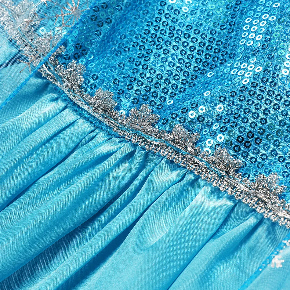Elsa Dress Cosplay Princess Dress Light Blue Long Sleeve Sequin Children Dresses Carnival Party Evening Dress Dress For Girls