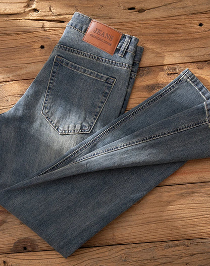 Men's Premium Lightweight Business Stretch Denim Pants - Versatile Slim Fit Straight Leg Long Trousers for All Seasons