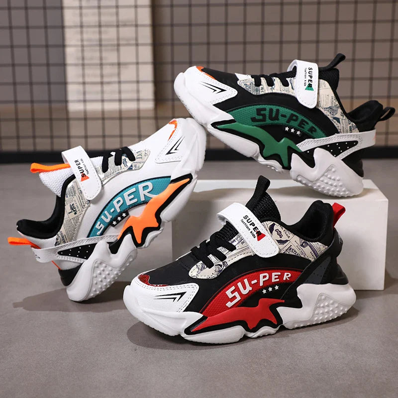 Sport Kids Sneakers Boys Casual Shoes For 5-16Years Old Children Tennis Leather Non Slip Fashion Running Shoes