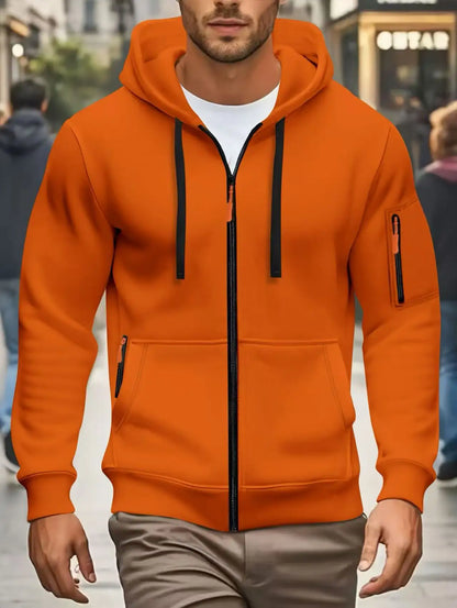 Men autumn and winter New Hoodies Long Sleeve Sweatshirt pocket Zipper Design Hooded Sweatshirt  Men Sportswear Casual Jacket