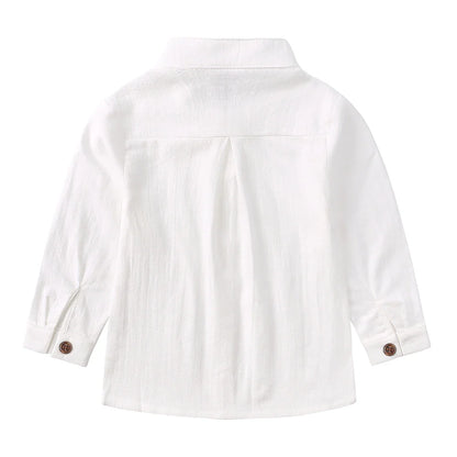 Baby Boy Gentleman Outfits Infant Cotton Linen Stand Collar Short Sleeve Shirts+Suspender Shorts Little Kid Overalls Clothes Set