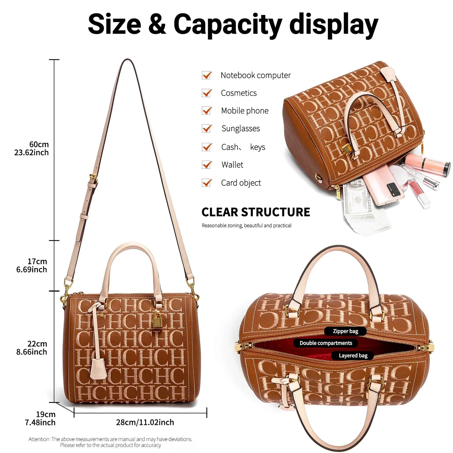 Women's Shoulder Bag Vintage Fashion Embroidered Letter Design Handbag Tote Bags