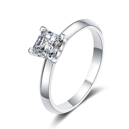 Pricess Cut Moissanite Ring 925 Sterling Sliver 1CT 2CT D VVS1 Lab Diamond with GRA Fine Wedding Rings for Women