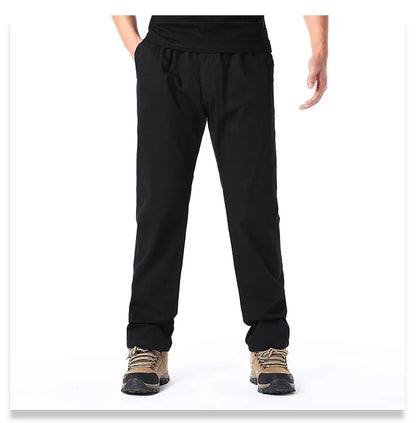 Men's Summer Casual Pants Cotton Thin Style Overalls Elastic Waist Outdoor Sports Loose Work Pants Trend Solid Color Pants