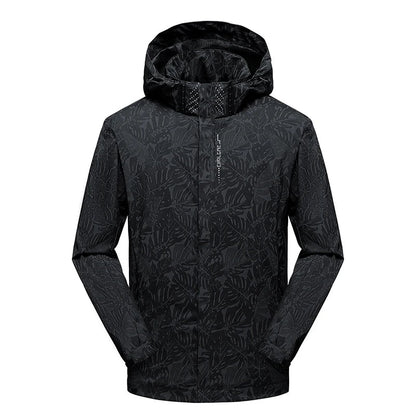 2025 Men's Casual Waterproof Windbreaker Jacket Full Zip Up Hooded Shell Outdoor Hiking Coat For Autumn Plus Size