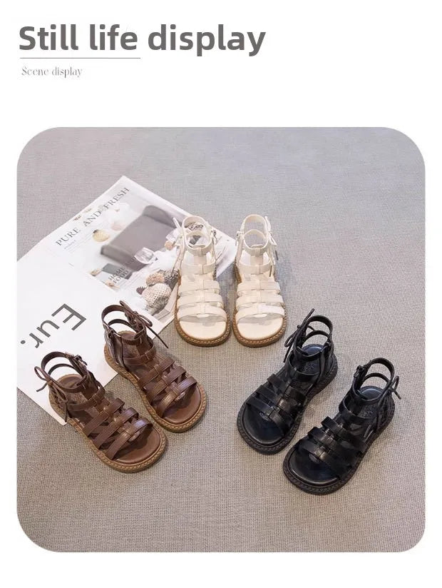 2026 Children Sandals High-top Kids Girls Sandals Baby Sandals High Quality Flat Cut-Outs Beach Sandals