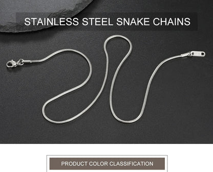Round Snake Chain Necklace for Women Men Stainless Steel Link Chain 0.9mm 1.2mm 2mm Chains Choker Fashion Jewelry Gifts