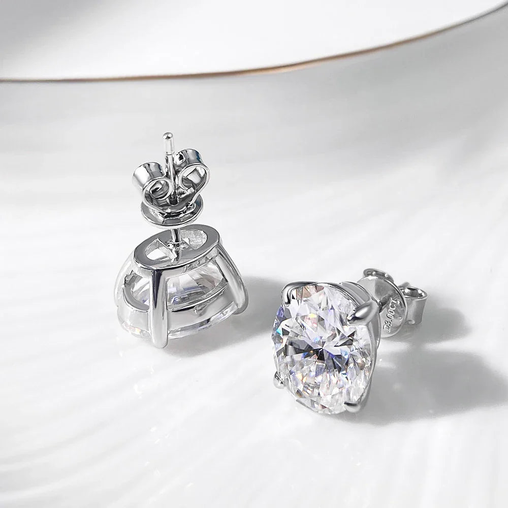 1-4CT Oval Cut D Color Moissanite Diamond Stud Earrings GRA Certified For Women Unisex Gemstone Party 925 Silver Earring