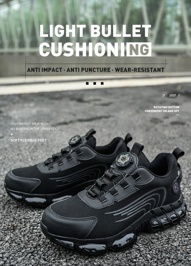 Anti-smash Steel Toe Protection Safety Shoes Men Rotating Button Work Safety Shoes for Men Anti Puncture Work Shoes Sneakers