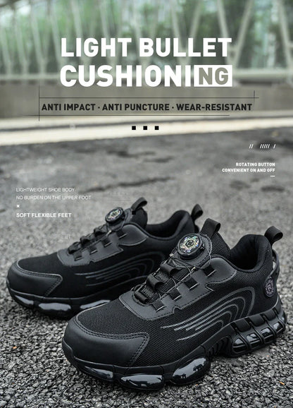Anti-smash Steel Toe Protection Safety Shoes Men Rotating Button Work Safety Shoes for Men Anti Puncture Work Shoes Sneakers