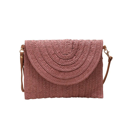 Straw Woven Shoulder Crossbody Bag Beach Clutch Handbag Casual Summer Handmade Envelope Bags for Women Totes Purse