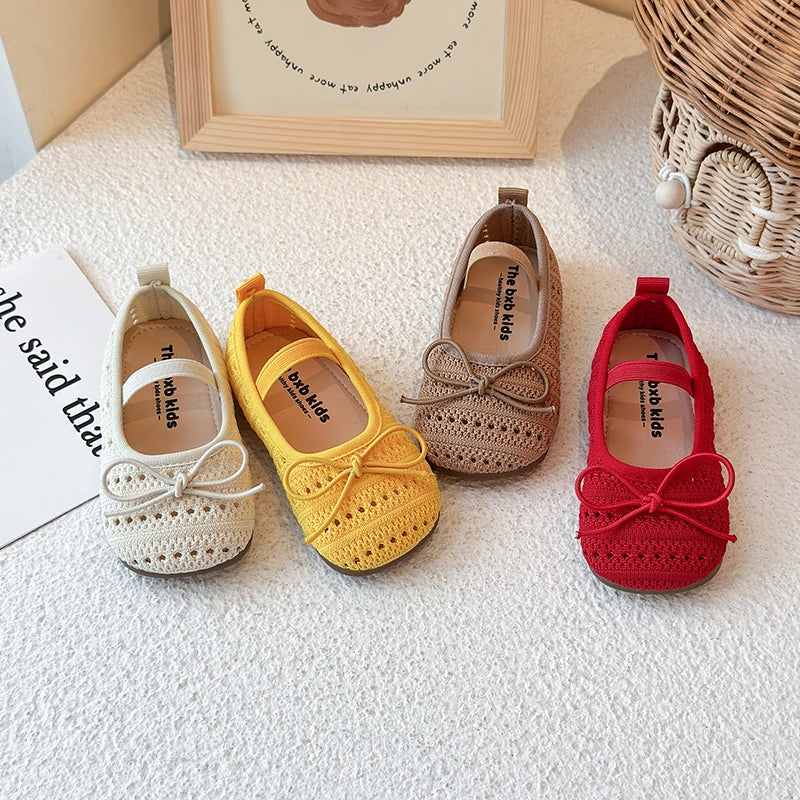 Kids Sandals for Girls Summer New Non-slip Sole Toddler Beach Vacation Shoes with Cute Bowtie Princess Ballet Mary Jane Flats