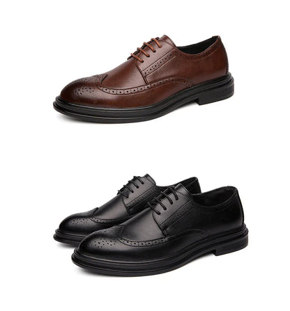 Formal Leather Shoes Men Party Social Office Shoes For Men Classic Brogue Business Wedding Shoes Men's Dress Shoes Black