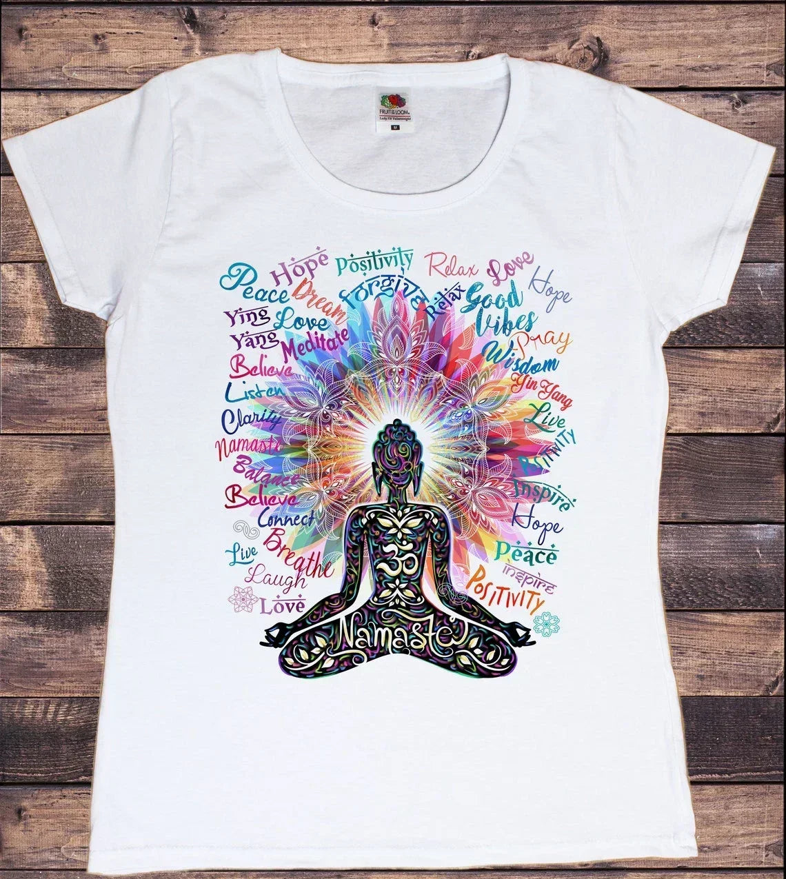 Yoga Print Tshirt Women Bird Om Aum Jade Buddha Meditation Tie Die T Shirt Femme T-Shirt Tops
