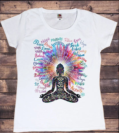 Yoga Print Tshirt Women Bird Om Aum Jade Buddha Meditation Tie Die T Shirt Femme T-Shirt Tops