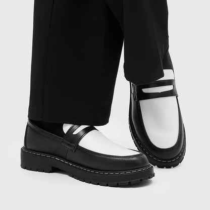 Color Blocked Men Loafers  Fashionable Comfortable Thick Soled Non Slip  for Daily Commuting Office Business  Formal Wear Shoe