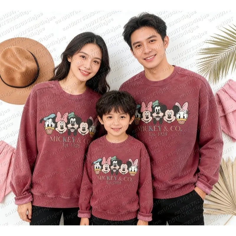 2026 Autumn Mickey Friends Peripheral Printed Hoodies Latest Fashion Sports Girls Spring Loose Couple Round-neck Hoodie
