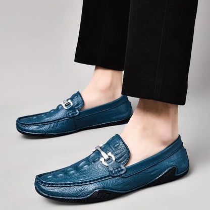 Blue Slip On Loafers Genuine Leather Casual Shoes Men Luxury Brand Designer Men's Moccasins Mocassin Homme Sales Discount