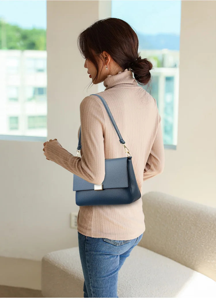 2025 New Trend Fashion Message Geniune Leather Girls Crossbody Women Shoulder Bags Big Size Capacity Multifunction Shopping Lady