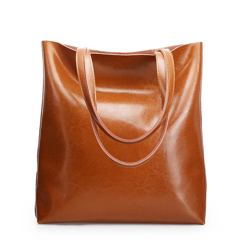 Women Genuine Leather Shoulder Bags Retro Fashion Designer Bag Large Capacity Female Versatile Tote Bag Portable Phone Bag Girl