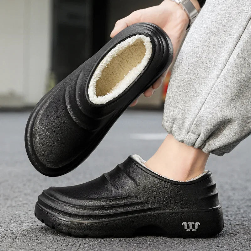 Waterproof Cotton Chef Shoes For Men Anti-Slip Work Footwear Warm Comfortable Kitchen Specialized Shoes With EVA Outsole