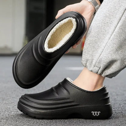 Waterproof Cotton Chef Shoes For Men Anti-Slip Work Footwear Warm Comfortable Kitchen Specialized Shoes With EVA Outsole