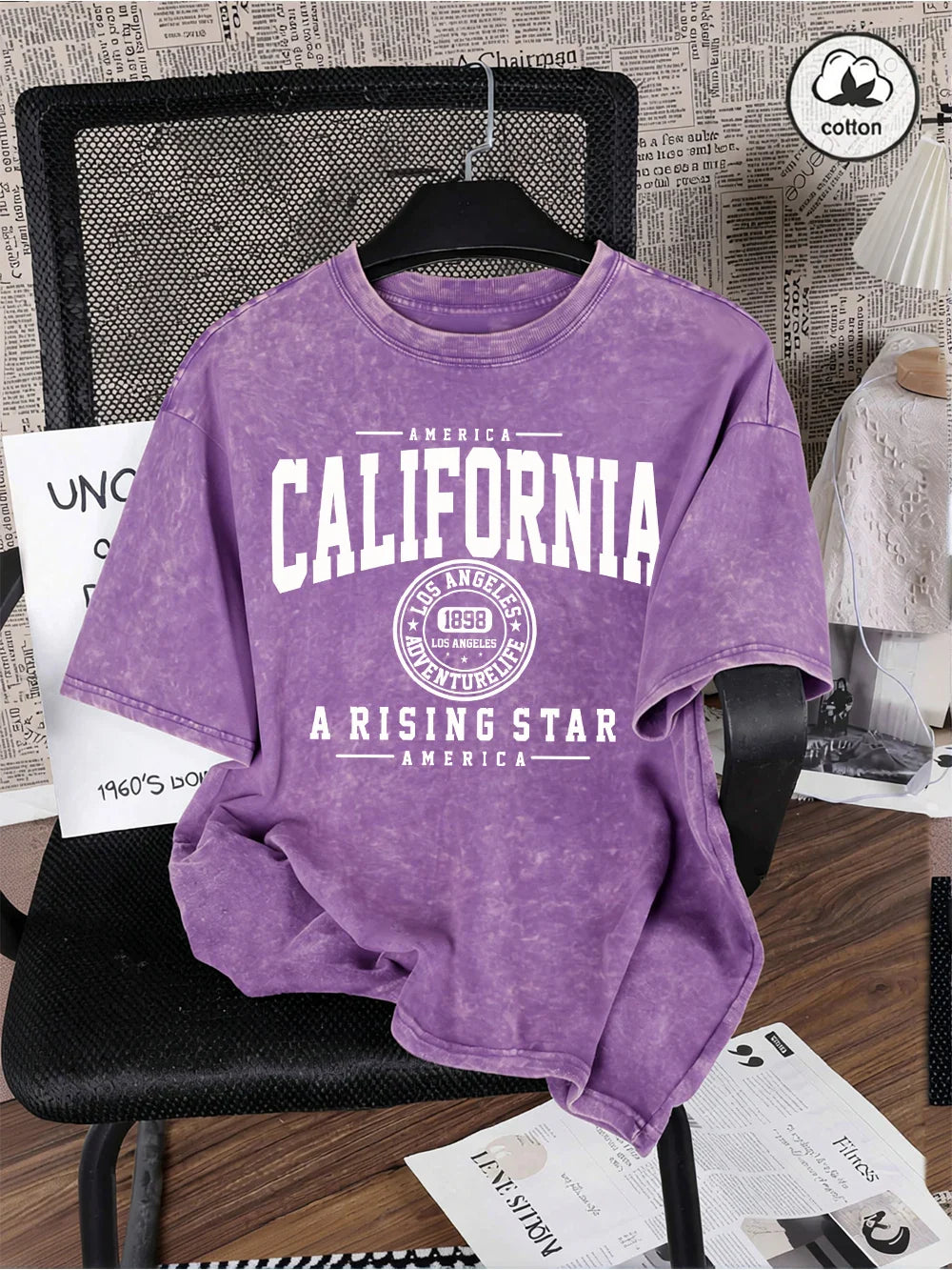 America California City Letter Washed T-Shirts Mens Oversized Cotton T Shirt Summer Short Sleeve O-Neck Tops Casual Male Tees