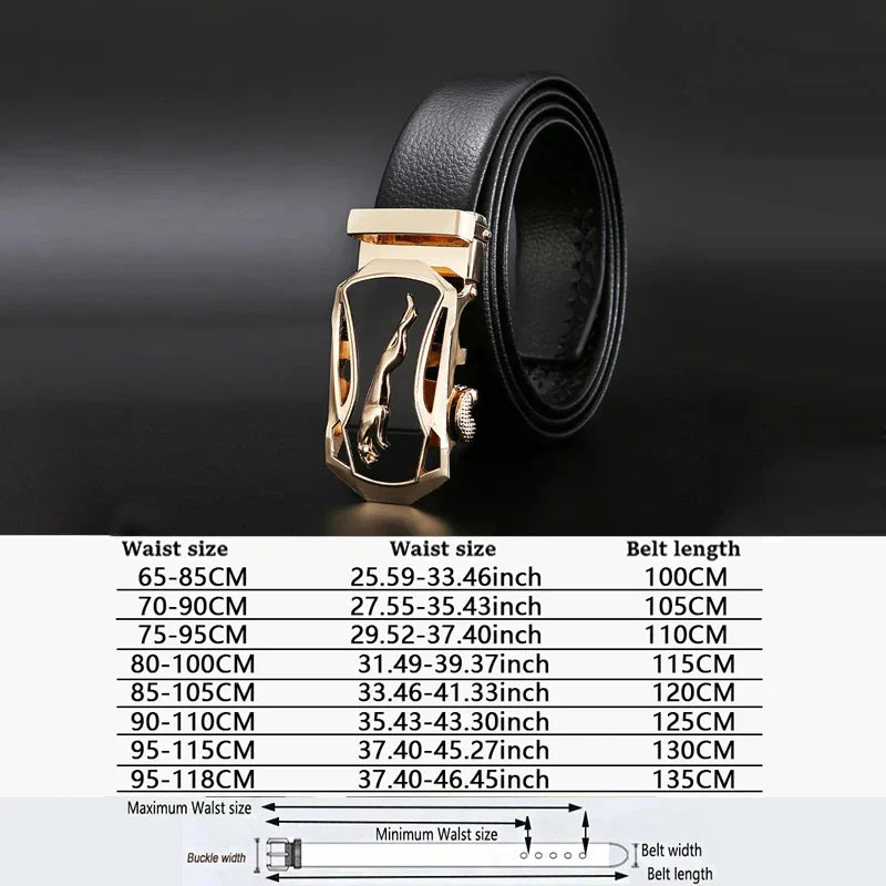 Men Belt Metal Luxury Brand Automatic Buckle Leather High Quality Belts for Men Business Work Casual Strap ZDP001A