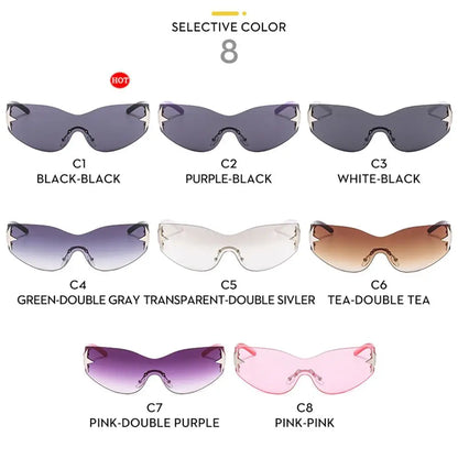 2025 Fashion Punk Y2K Sunglasses for Women Men Trendy Wrap Around Sun Glasses Shades Star Decoration Eyewear UV400 Goggles