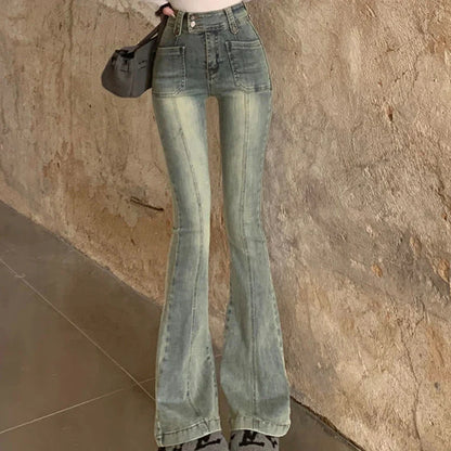 Hong Kong Style Denim Bell Bottom Pants