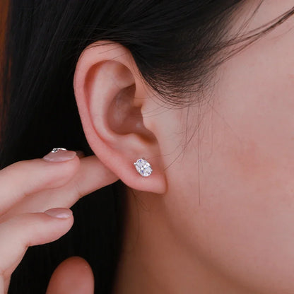 1-4CT Oval Moissanite Stud Earrings S925 Silver Sparkling Diamond Ear Studs For Women Men Wedding 18K Plated Jewelry GRA