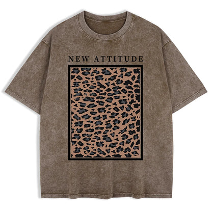 Cotton Washed T-shirt for Women New Attitude Fashion Leopard Prints Tops Loose O-Neck Oversized Short Sleeve Y2k Female Clothes