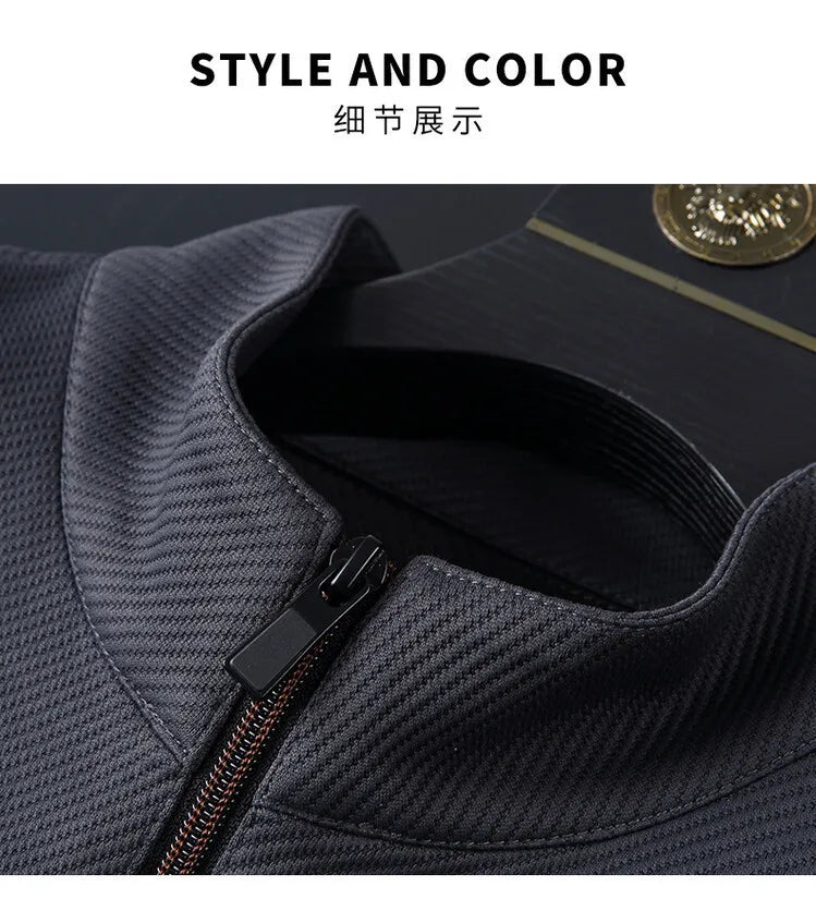 Spring and Autumn New Sportswear Suit Men's Casual Breathable High-end Jacket Trousers Stand-up Collar Zipper Open Mens Clothes