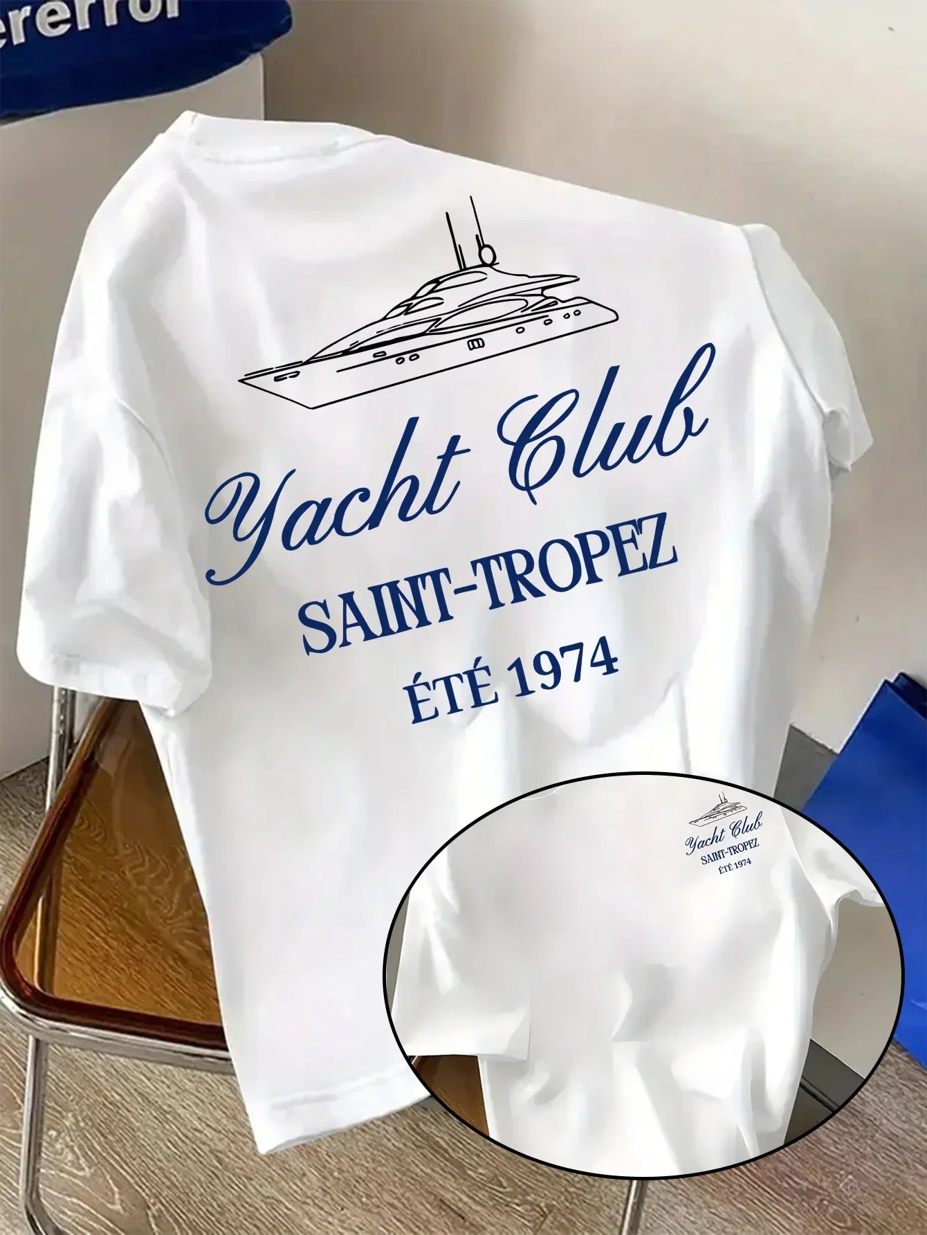 Men's Cotton Graphic T-Shirt Saint-Tropez Yacht Club Print Soft & Comfortable Casual Vacation Streetwear Tee