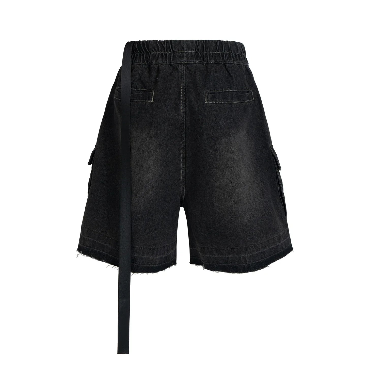 Gothic street jeans with multiple pockets men's shorts wide-legged loose nine-quarter pants knee-length pants loose casual pants