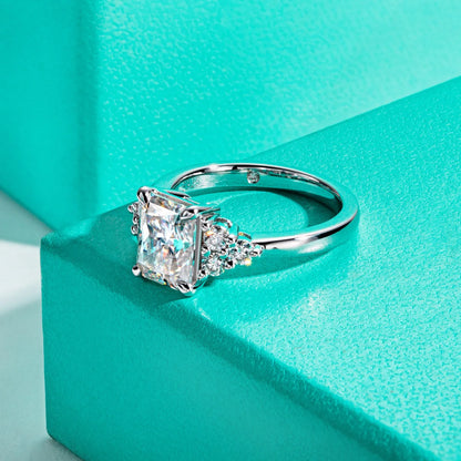 3ct Radiant Cut D Color Moissanite Engagement Ring 18K Gold Plated Luxurious Wedding Ring Women Jewelry Wholesale