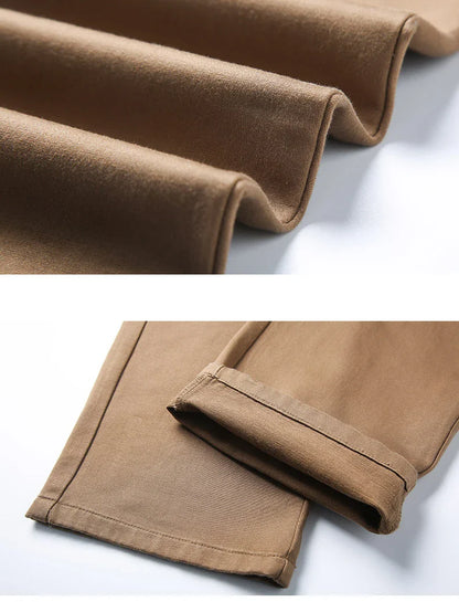 Business Men's 98% Cotton Straight Casual Pants Plus Size Loose Stretch Autumn Winter Office Trousers Classic Male Clothing