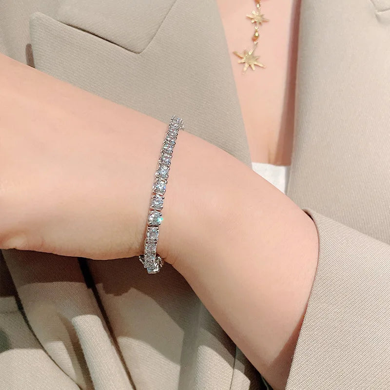Luxury 0.2ct 3.5mm Full Moissanite Tennis Bracelet for Women Wedding Party Fine Jewelry Real 925 Sterling Silver Bracelets