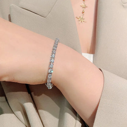 Luxury 0.2ct 3.5mm Full Moissanite Tennis Bracelet for Women Wedding Party Fine Jewelry Real 925 Sterling Silver Bracelets