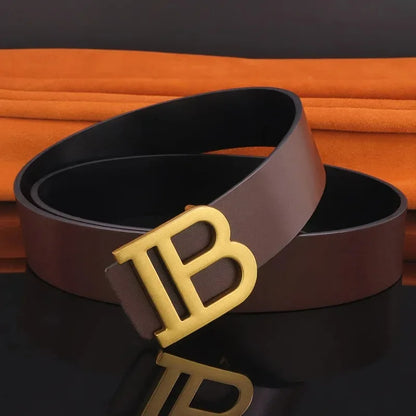 Men's Leather Alloy Buckle Belt 3.7cm Business and Leisure Dual-use High-end Designer Durable Belt